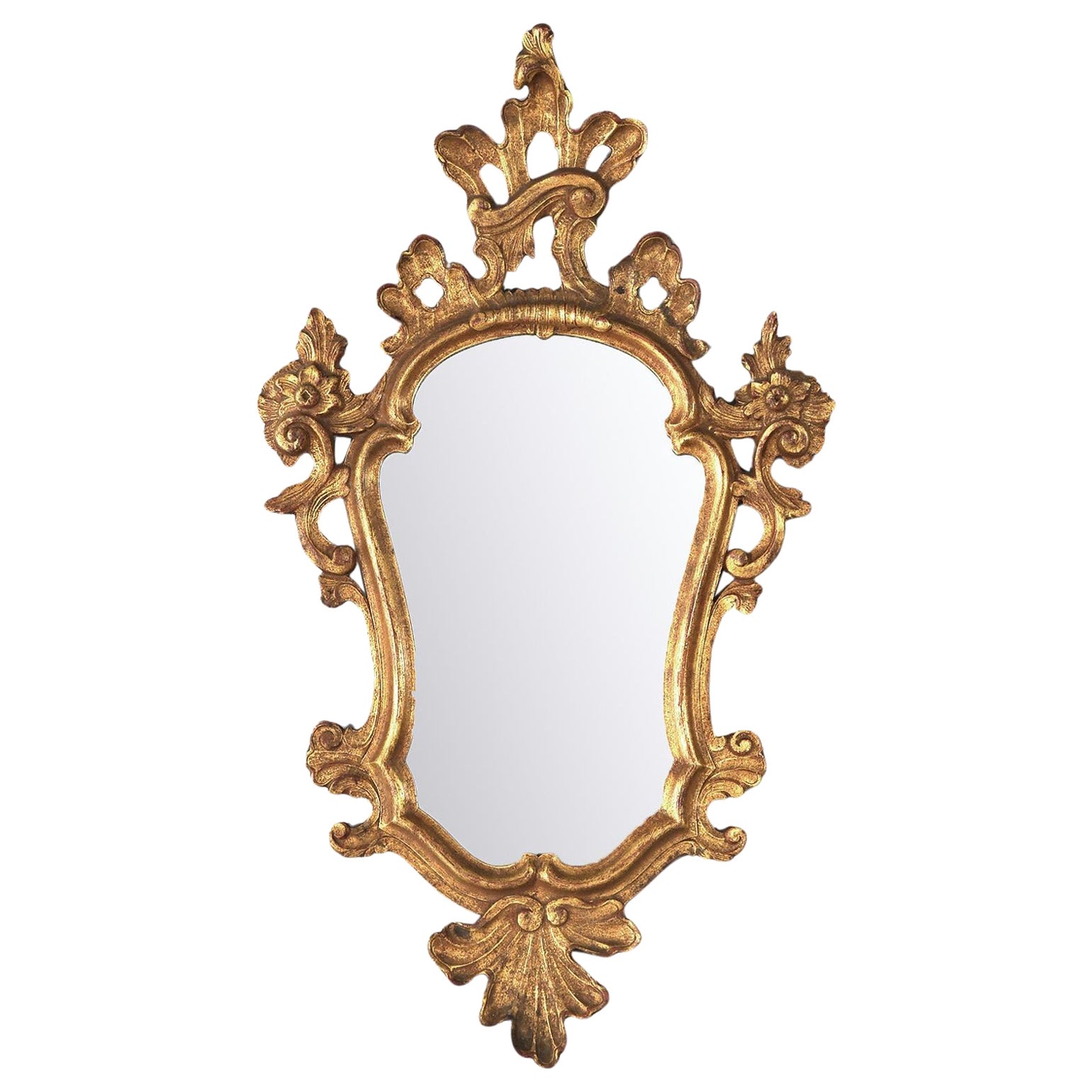 Antique Italian Venetian Gold Giltwood Wall Mirror Circa 1920