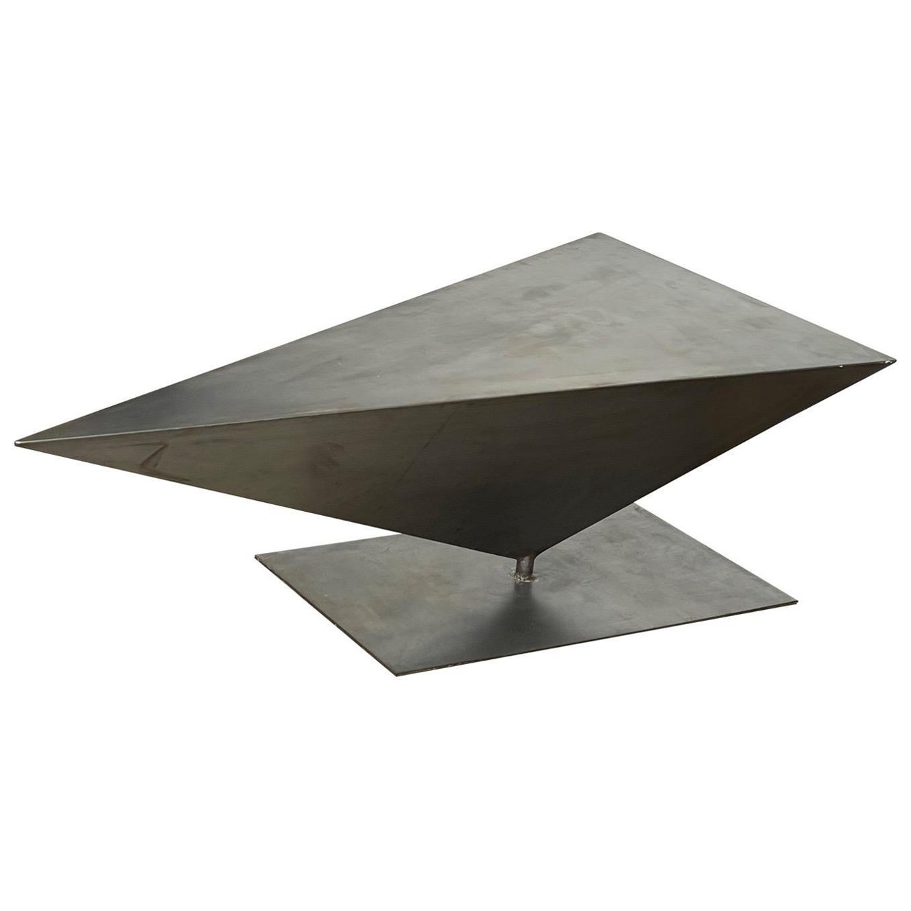 1980s Angular Steel Sculptured Coffee Table For Sale