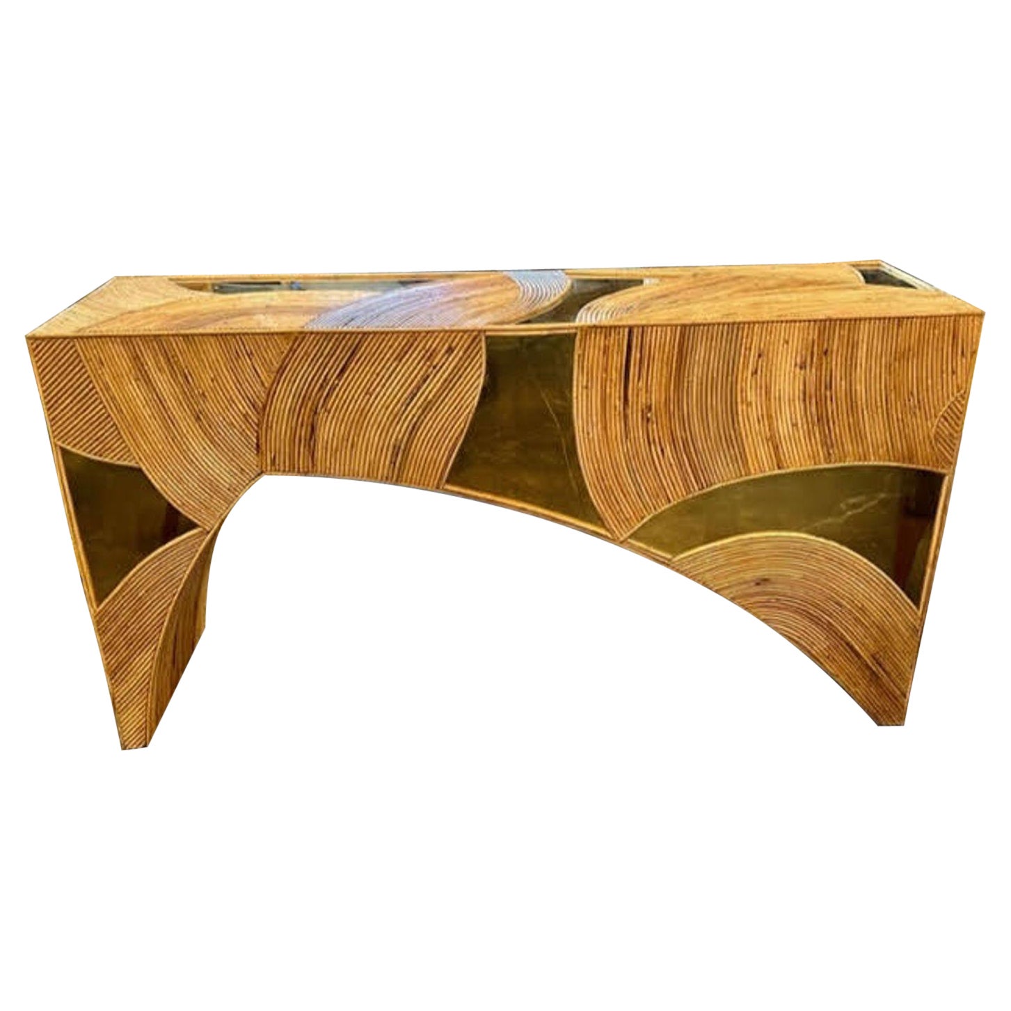 Bamboo and Brass Consoles For Sale