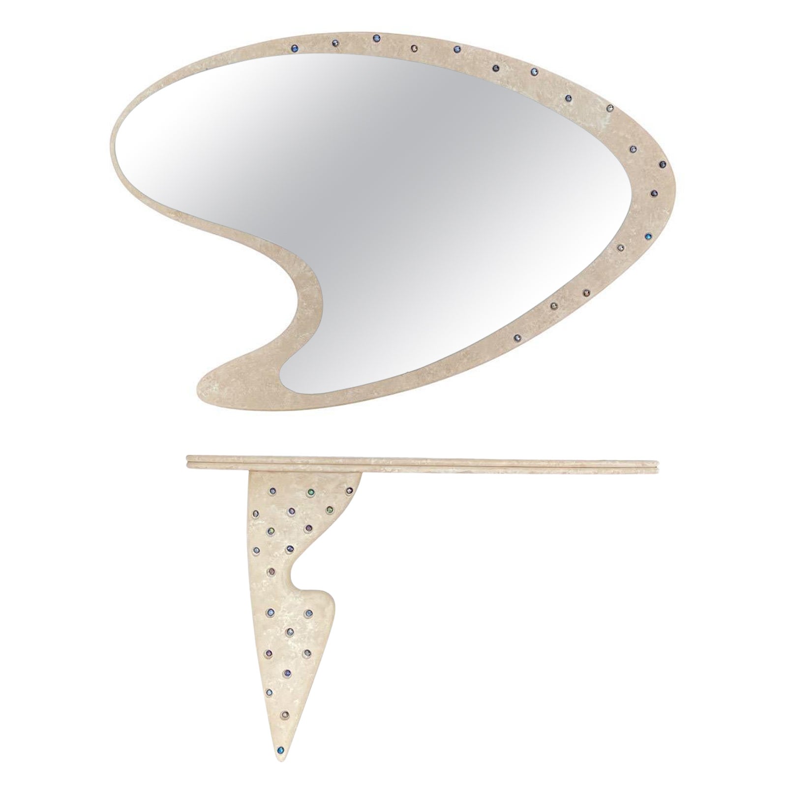 Biomorphic Postmodern Mirror With Matching Console 