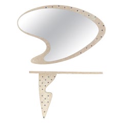 Vintage Biomorphic Postmodern Mirror With Matching Console 
