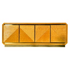 Vintage Pencil Reed style faux bamboo and gold dresser or credenza 