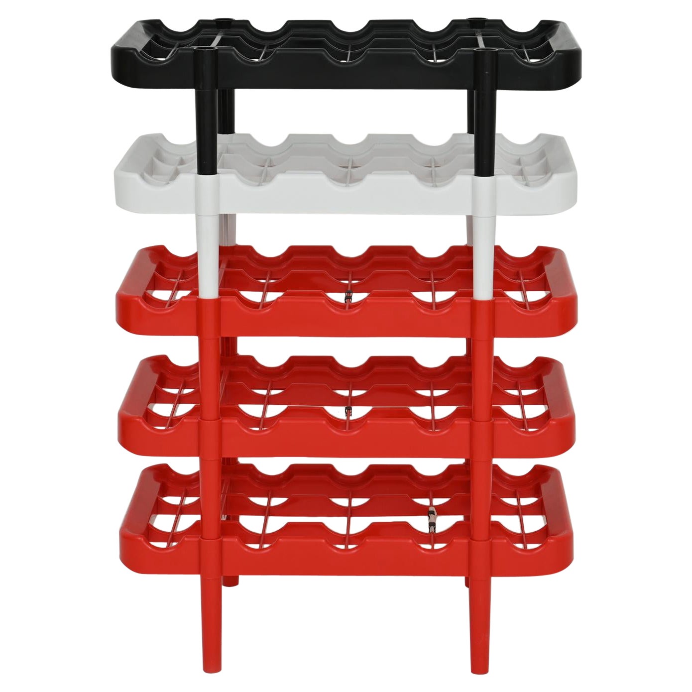 1970s Modular Stacking Red-Black-White Colorway Wine Rack by Kartell