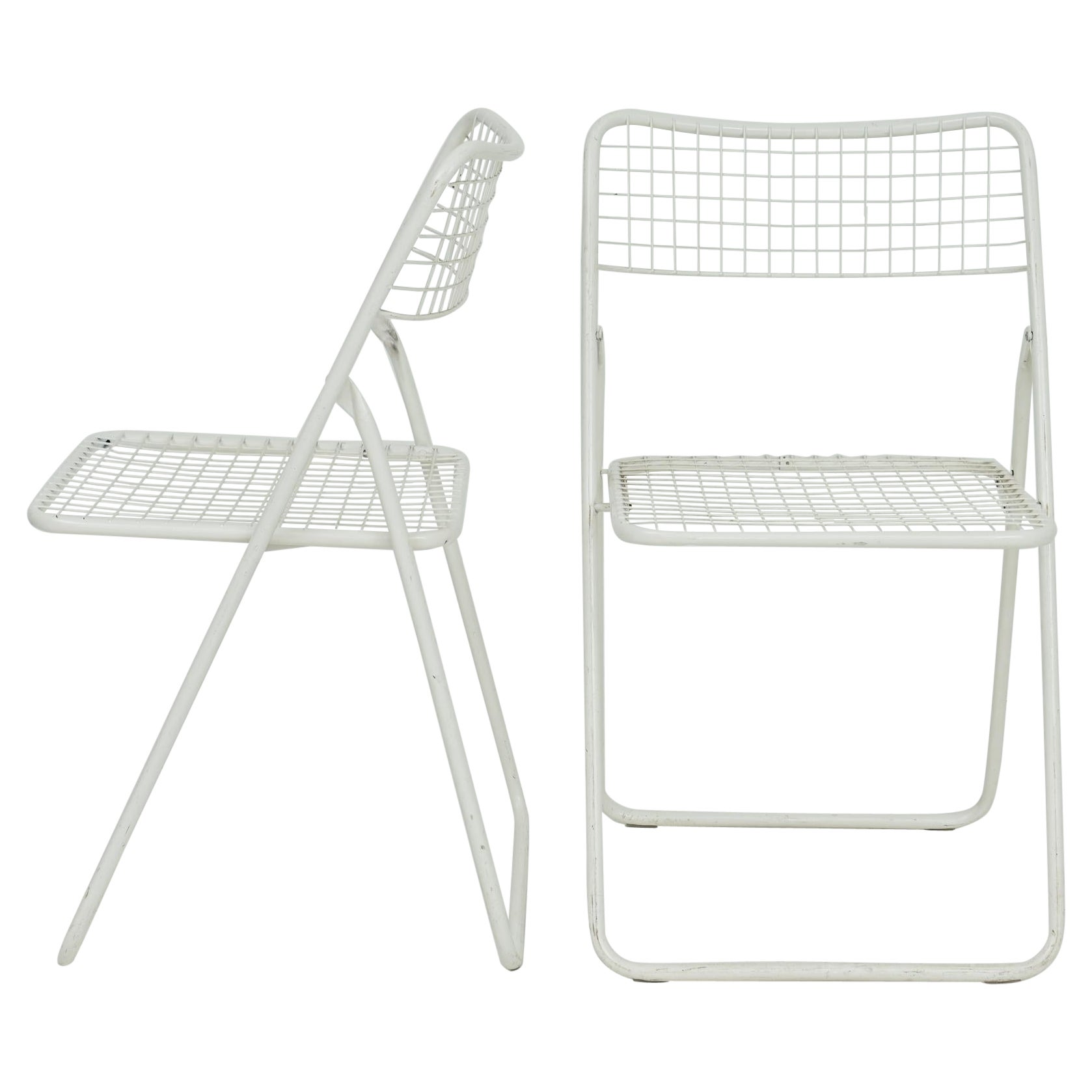1979 Niels Gammelgaard Ted Net White Metal Grid Folding Chairs for IKEA