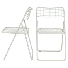 Retro 1979 Niels Gammelgaard Ted Net White Metal Grid Folding Chairs for IKEA