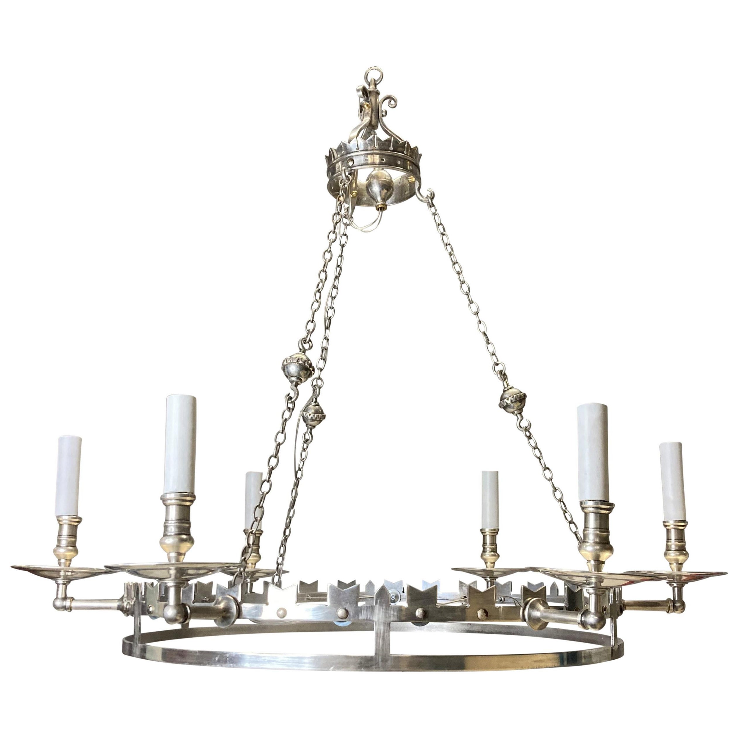 English Gothic Silver Corona Light For Sale