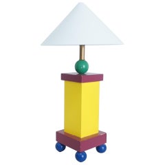 Vintage 1980s Memphis Multicolored Wooden Postmodern Children's Lamp
