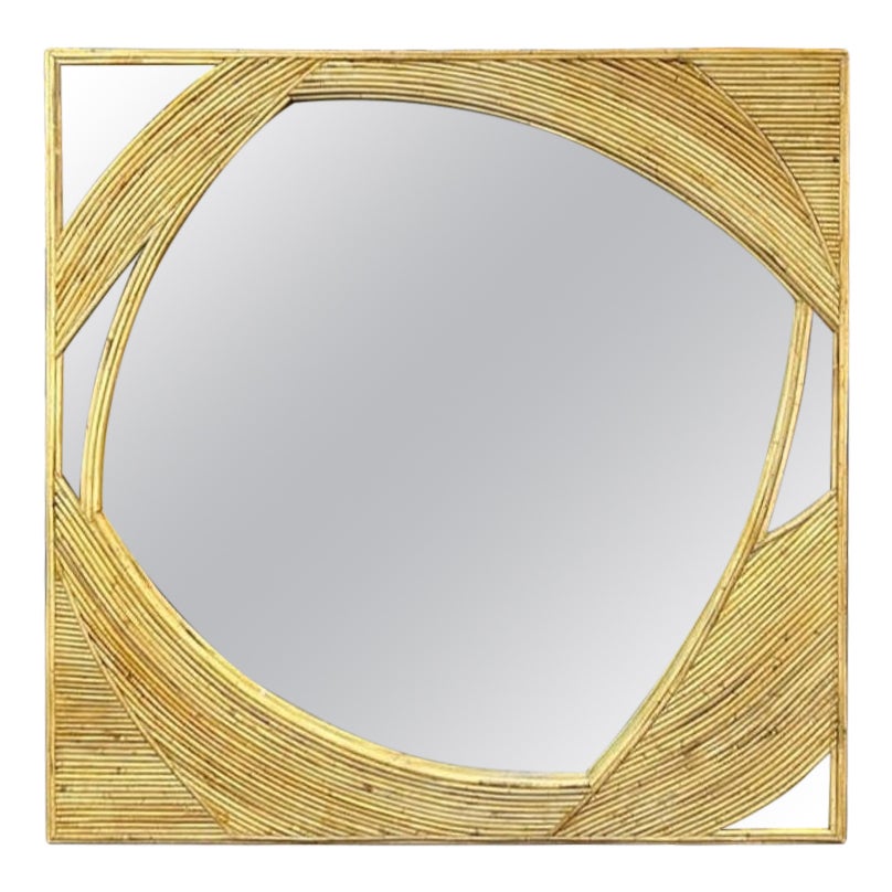 Custom Modern Italian Bamboo and Brass Mirrors For Sale