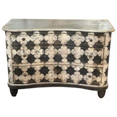 Antique Italian Shaped Front Black and White Chest