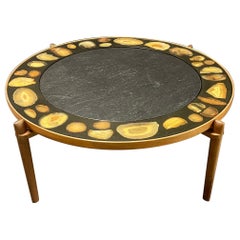 Very Rare and Exclusive Cocktail Table with Agate Inlays and Teakwood Base