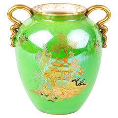 Carlton Ware Green Lustre Chinese Pagoda Vase Art Deco