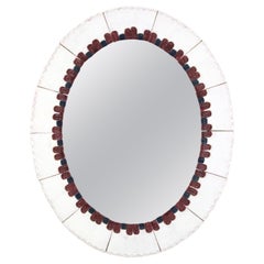 Vintage White Ceramic Oval Mirror, Spain, 1960s