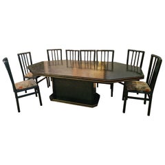 Bamboo and brass marquetry dining set by Dal Vera circa 1970
