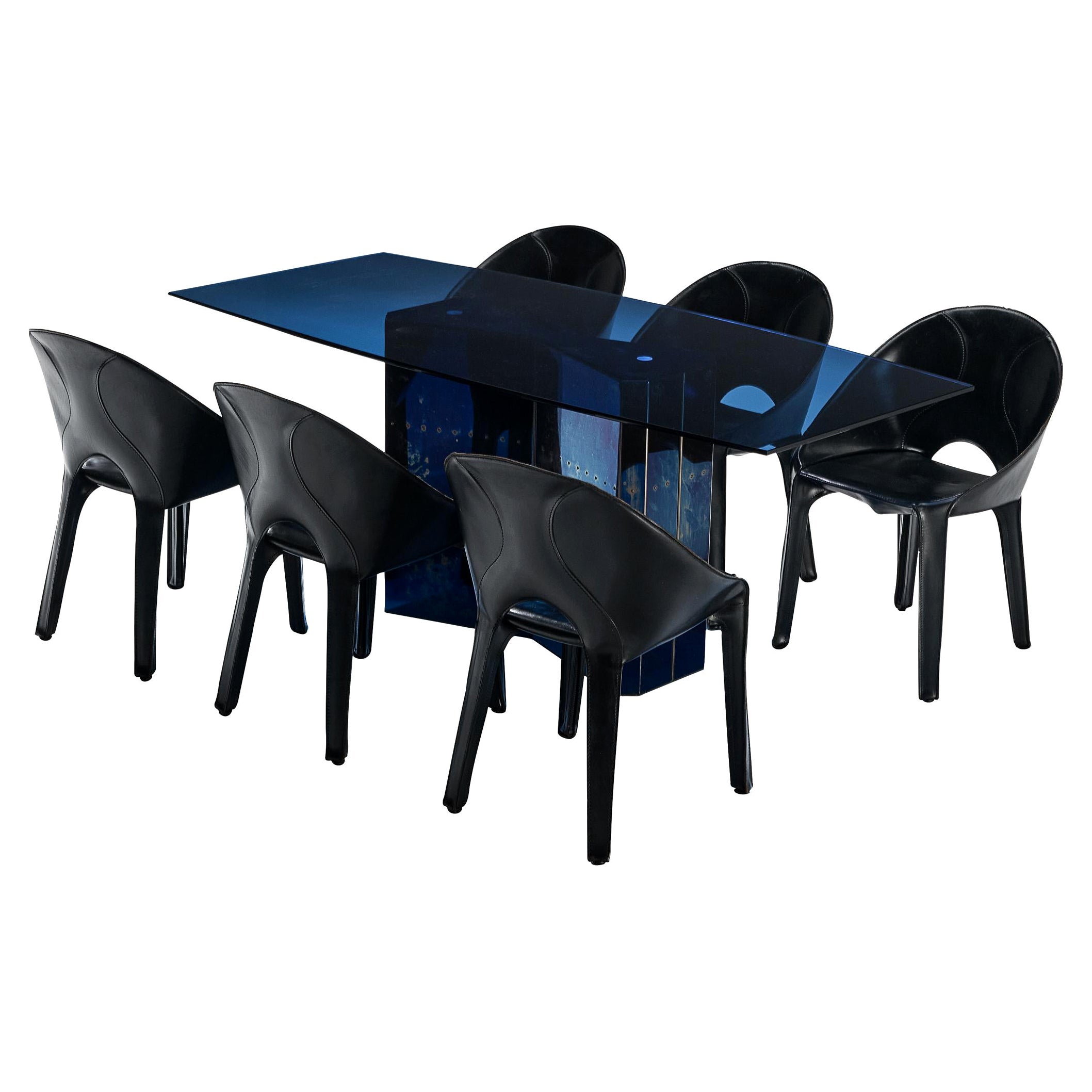 Table de salle à manger Afra & Tobia Scarpa 'Polygonon' et chaises de salle à manger Mario Bellini 