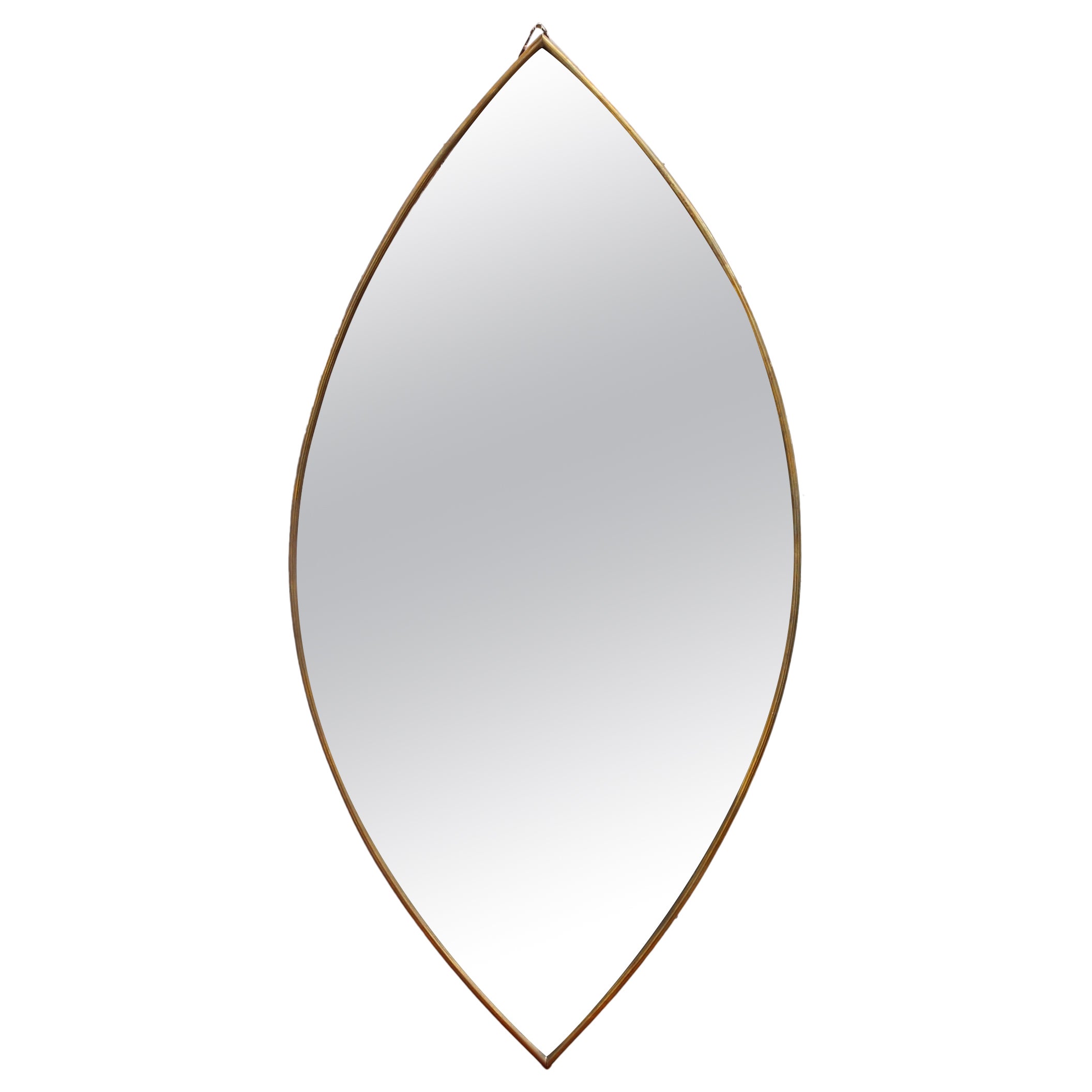 Mid-Century Italian Wall Mirror with Brass Frame (circa 1950s) For Sale