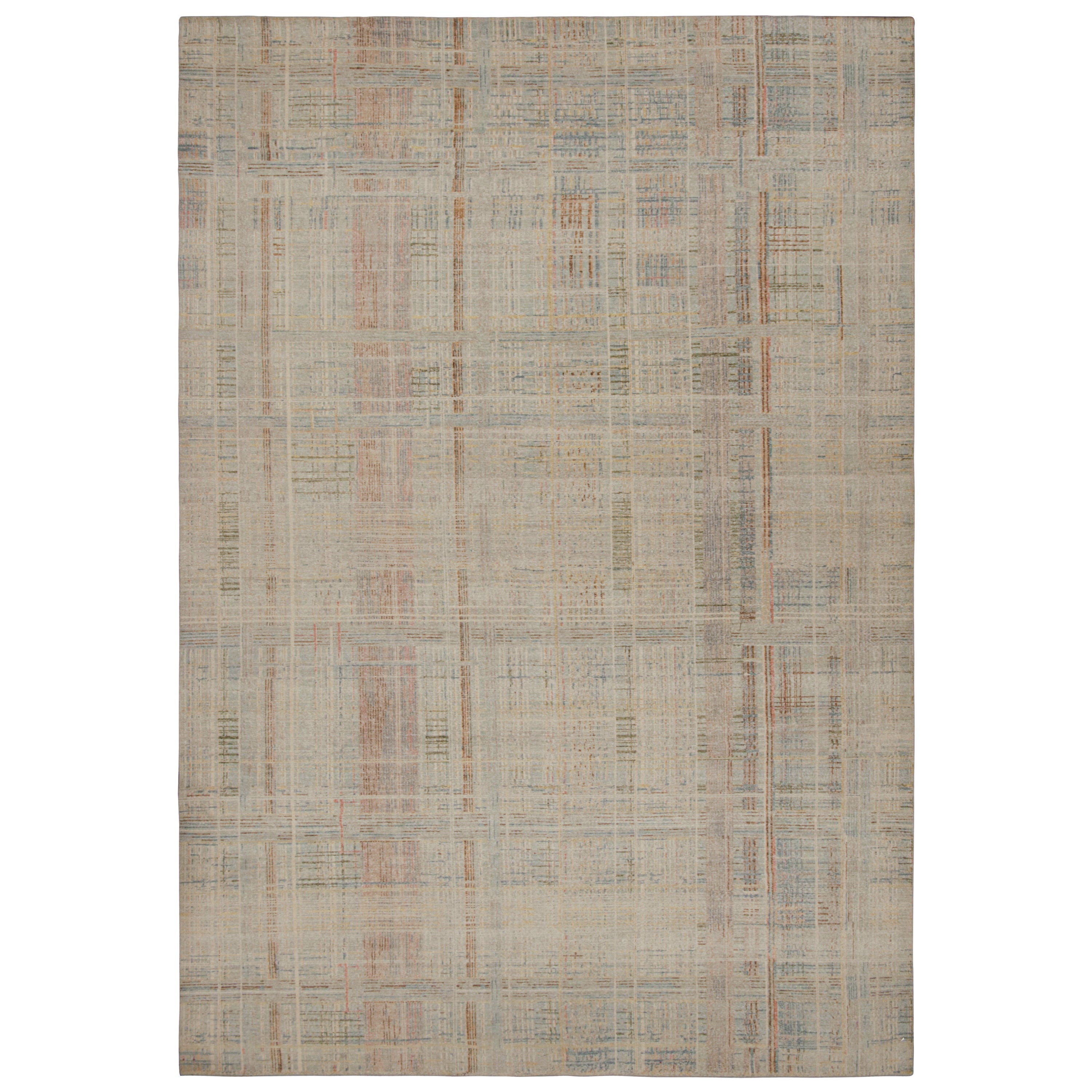 Rug & Kilim’s Distressed Abstract Rug With Polychromatic Geometric Pattern For Sale