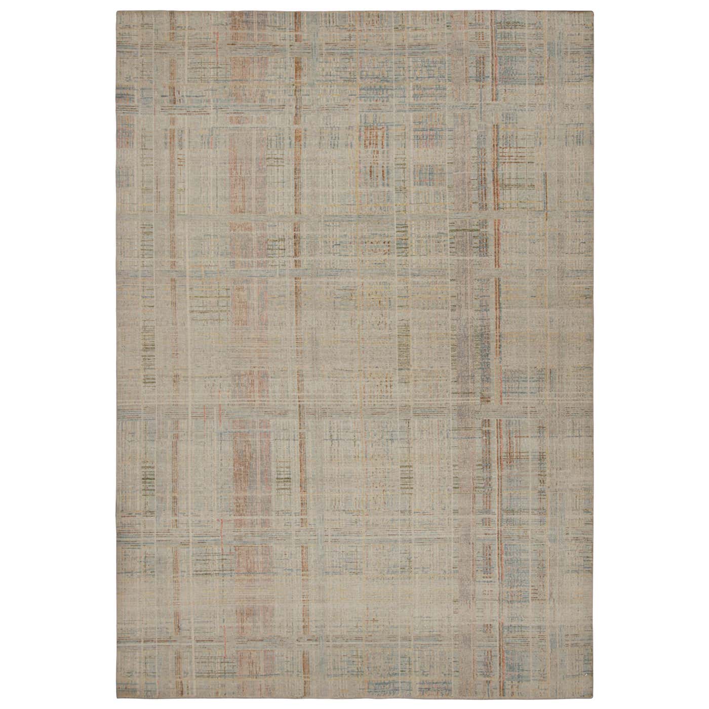 Rug and Kilim’s Distressed Abstract Rug With Polychromatic Geometric ...
