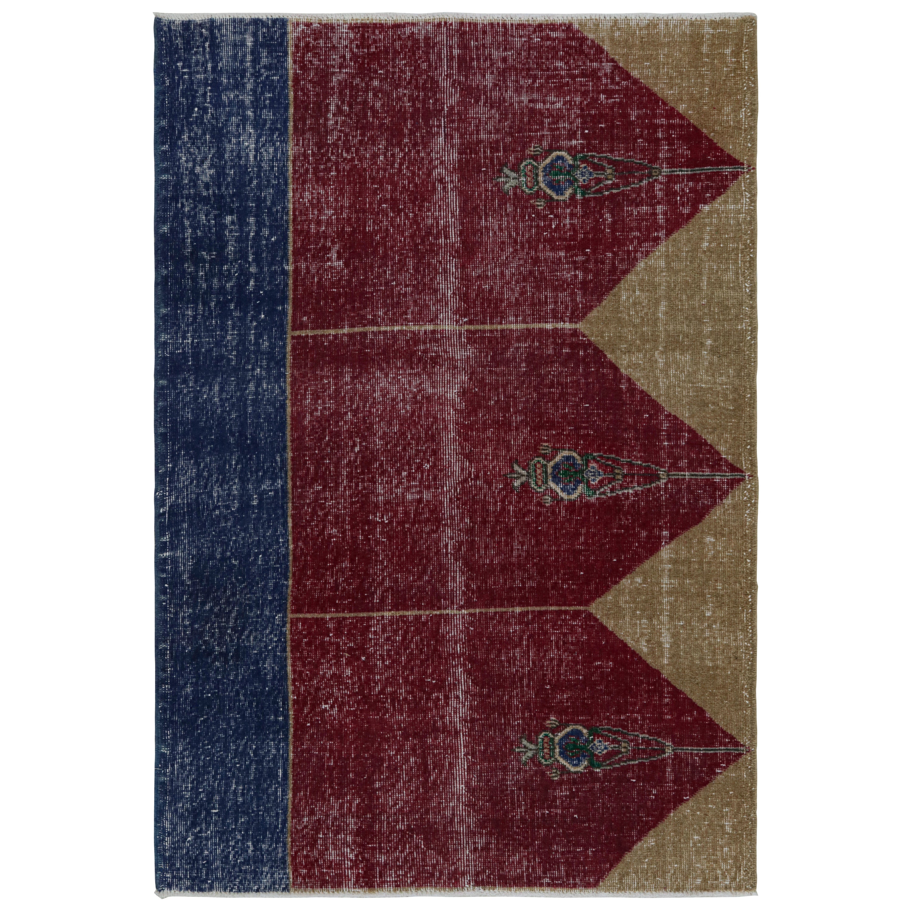 Vintage Turkish Rug in Red, with Geometric Patterns, from Rug & Kilim For Sale