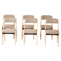 Six Cream Velum & Chiné Upholstery Chairs by Aldo Tura - Italy 1970's
