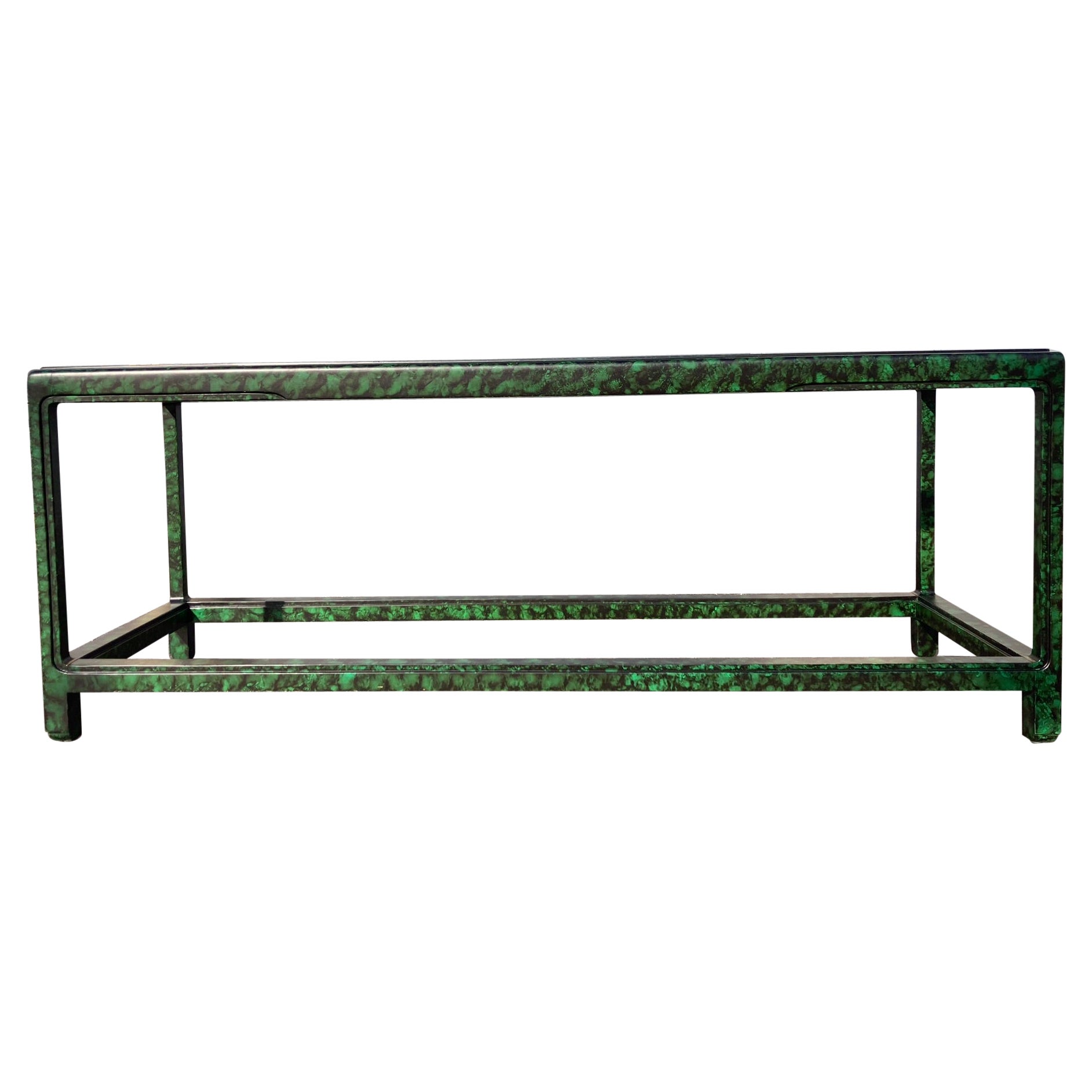 Faux Malachite Console Table, Hollywood Regency, Ming Style For Sale