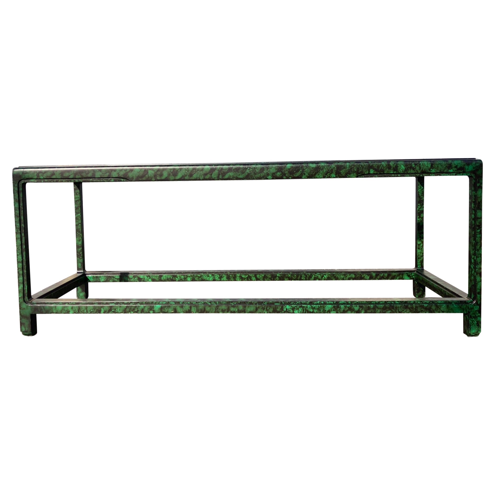 Faux Malachite Console Table, Hollywood Regency, Ming Style