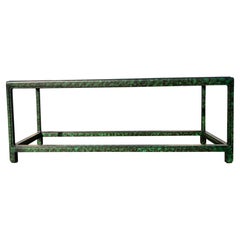 Retro Faux Malachite Console Table, Hollywood Regency, Ming Style