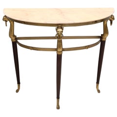 Vintage Console Table with a Demilune Portuguese Pink Marble Top, Italy