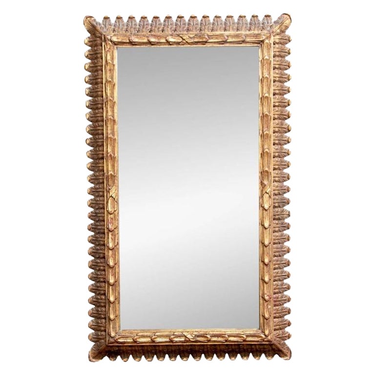 Fine Carved And Gilt Mirror With Leafy Surround