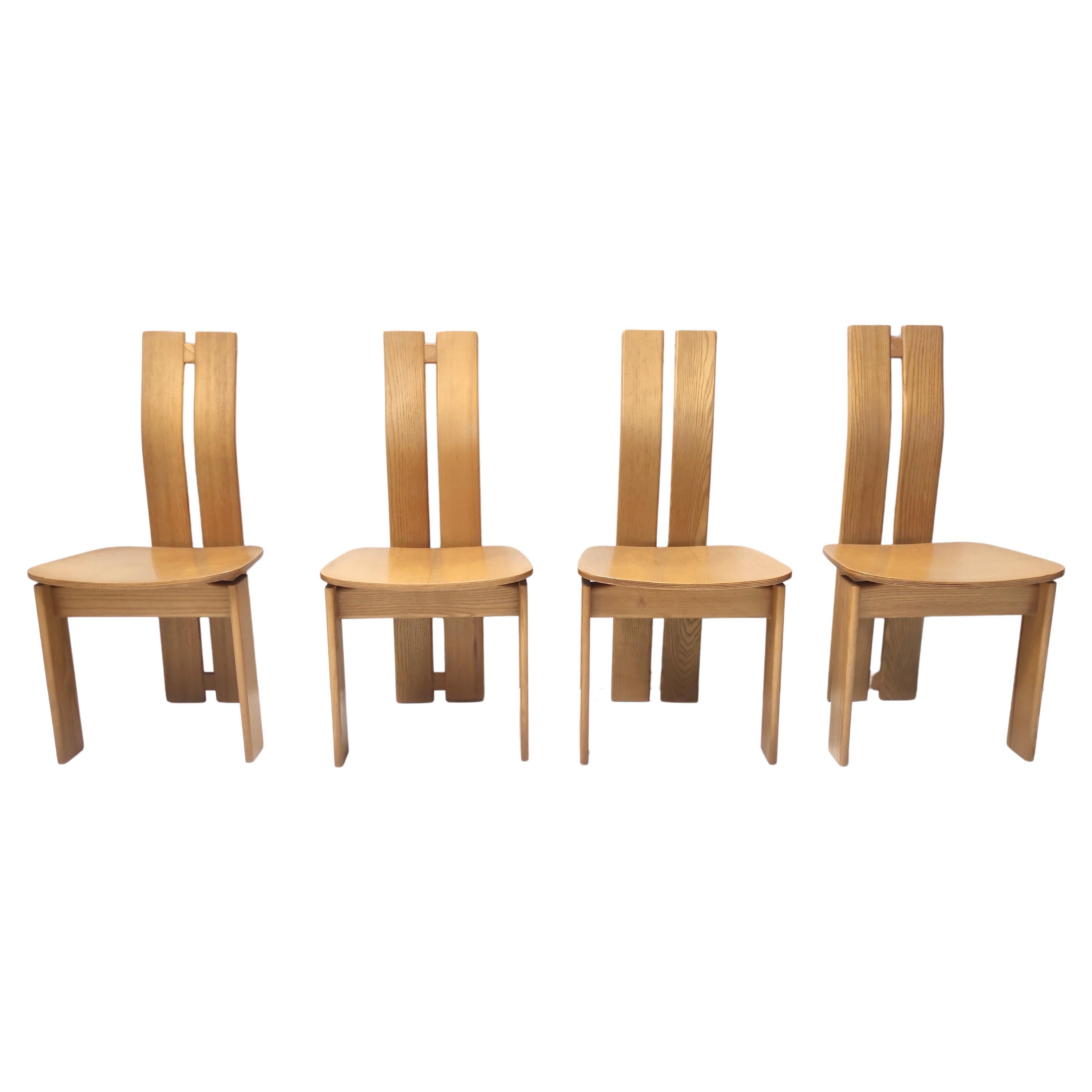 Set of Four Chairs in the style of Afra & Tobia Scarpa with Durmast Frame For Sale