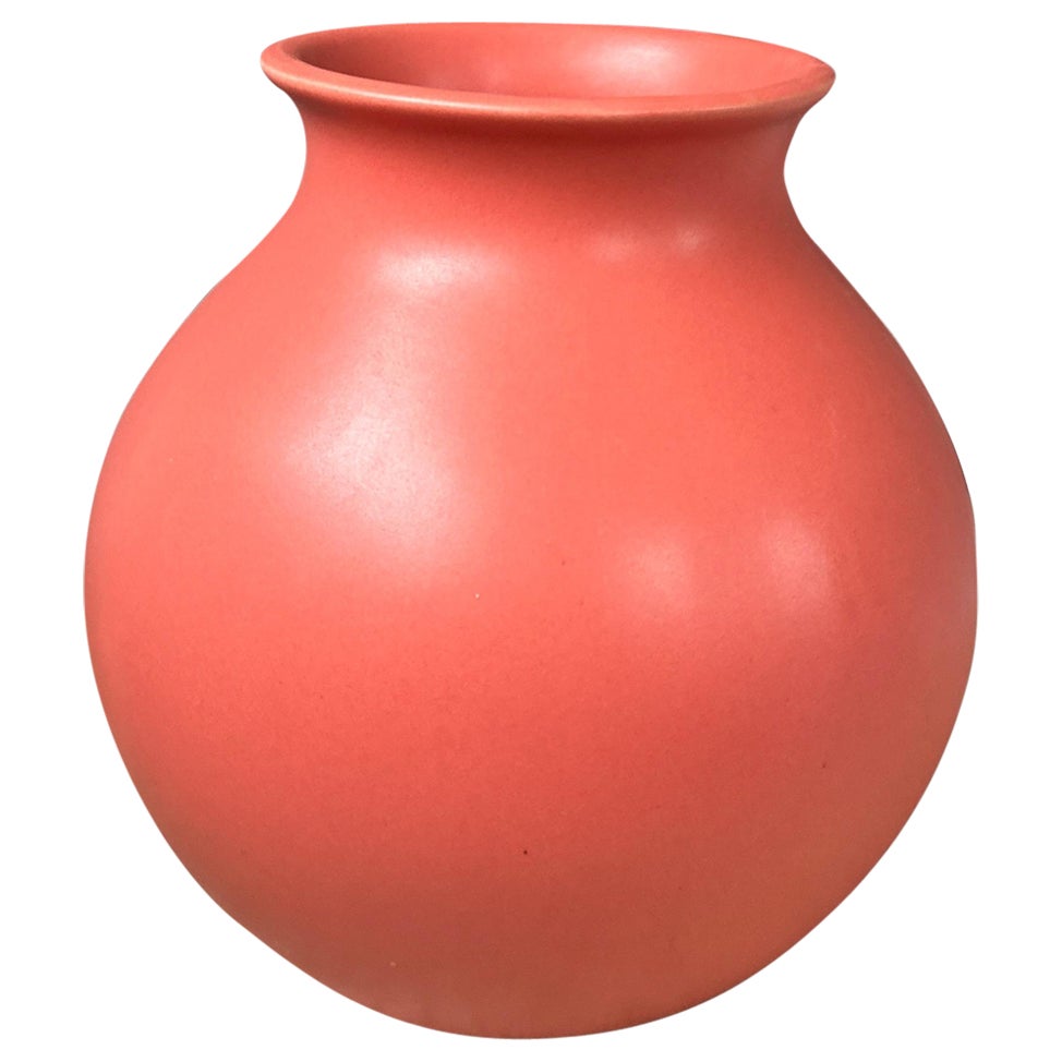 Decorative Contemporary Peach Pink Ceramic Pot  For Sale