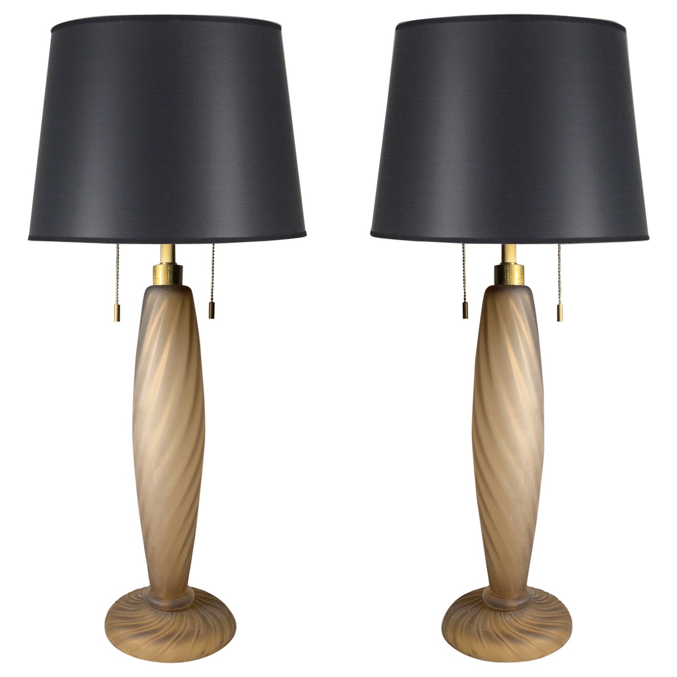 Pair of Italian Murano Glass Ondoso Lamps by Donghia