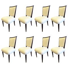 Retro SET OF 8 French Mid-Century / Art Deco Dining Chairs Signed by Jules Leleu