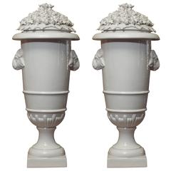Pair of 20th Century Italian Urns with Lids.