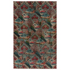 Retro Tabriz Style Rug with Geometric Patterns and Pictorials from Rug & Kilim