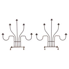 Large French Iron Five-Arm Candelabra 