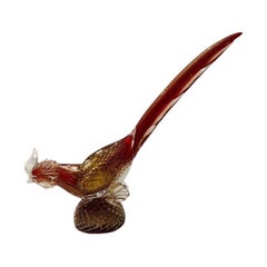 Archimede Seguso Murano glass 'rubino oro' 1950 cock.