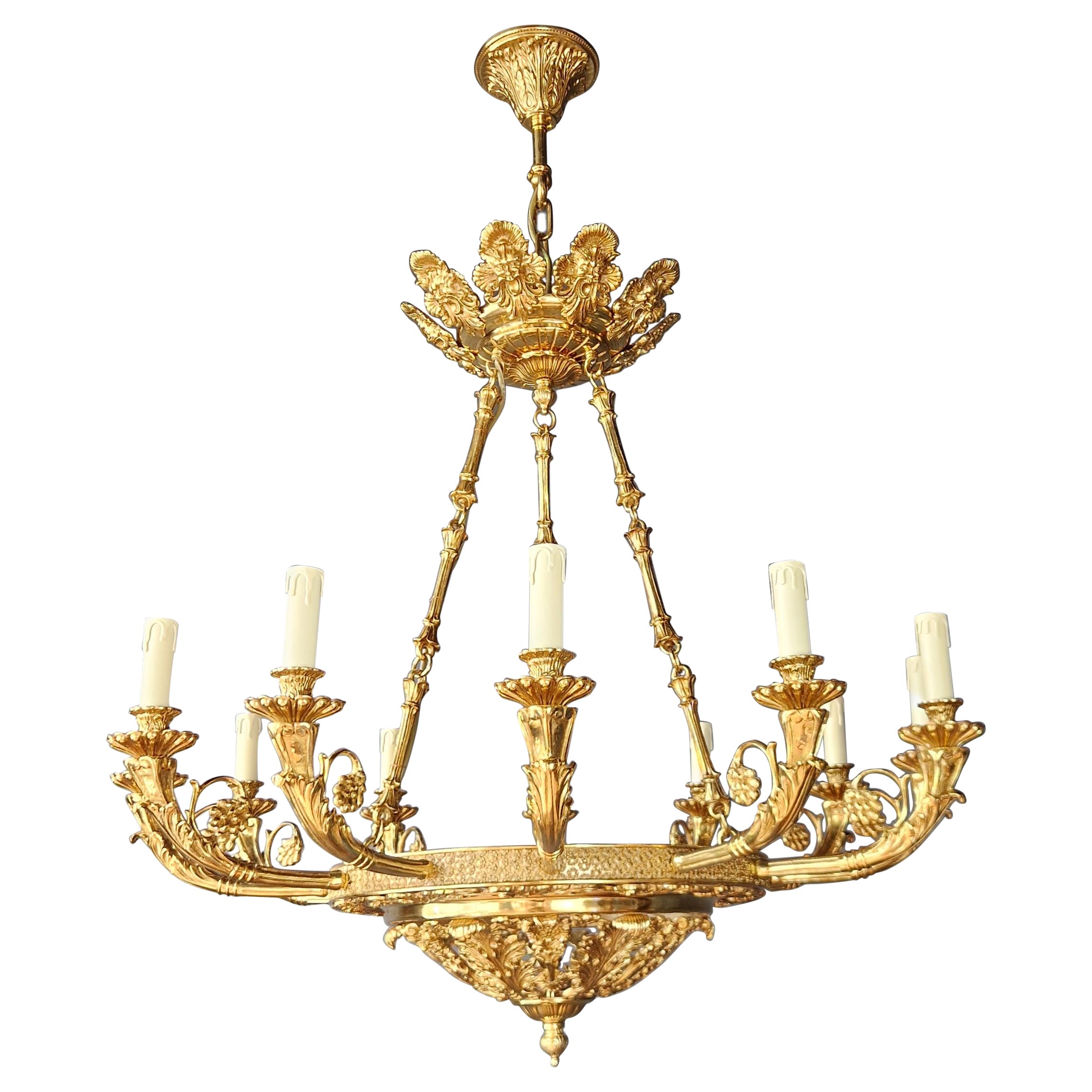 Lustre Empire baroque laiton lustre cristal lustre or antique