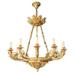 Baroque Brass Empire Chandelier Crystal Lustre Lamp Antique Gold