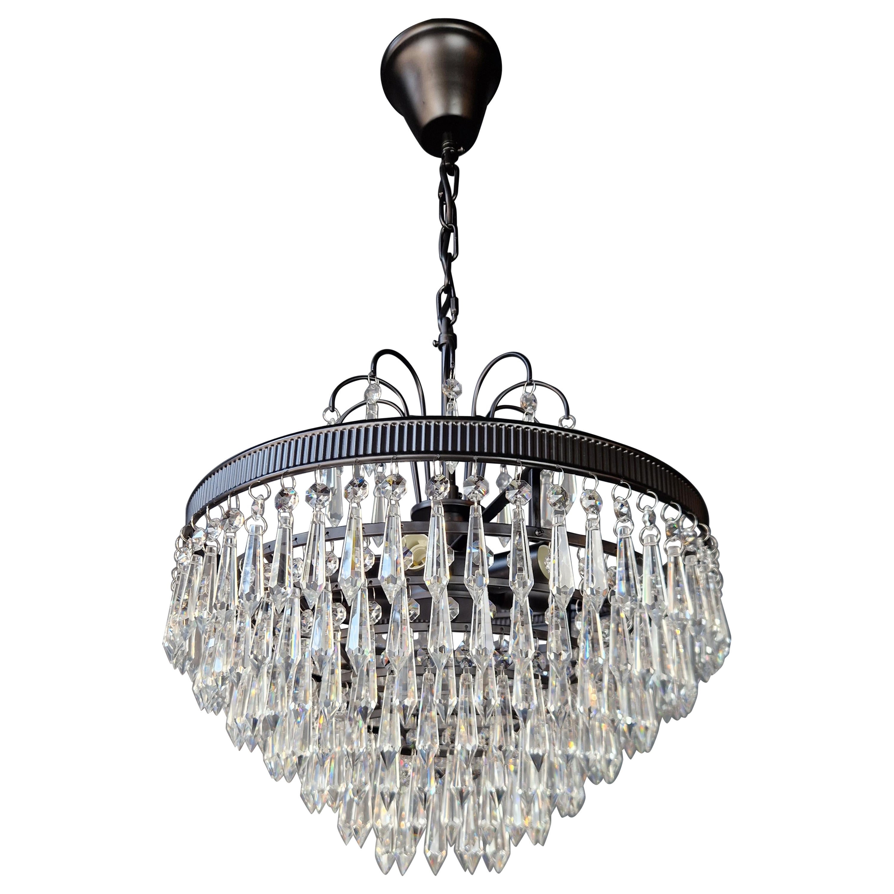 Regency Modern Black Crystal Chandelier Lamp Lustre For Sale
