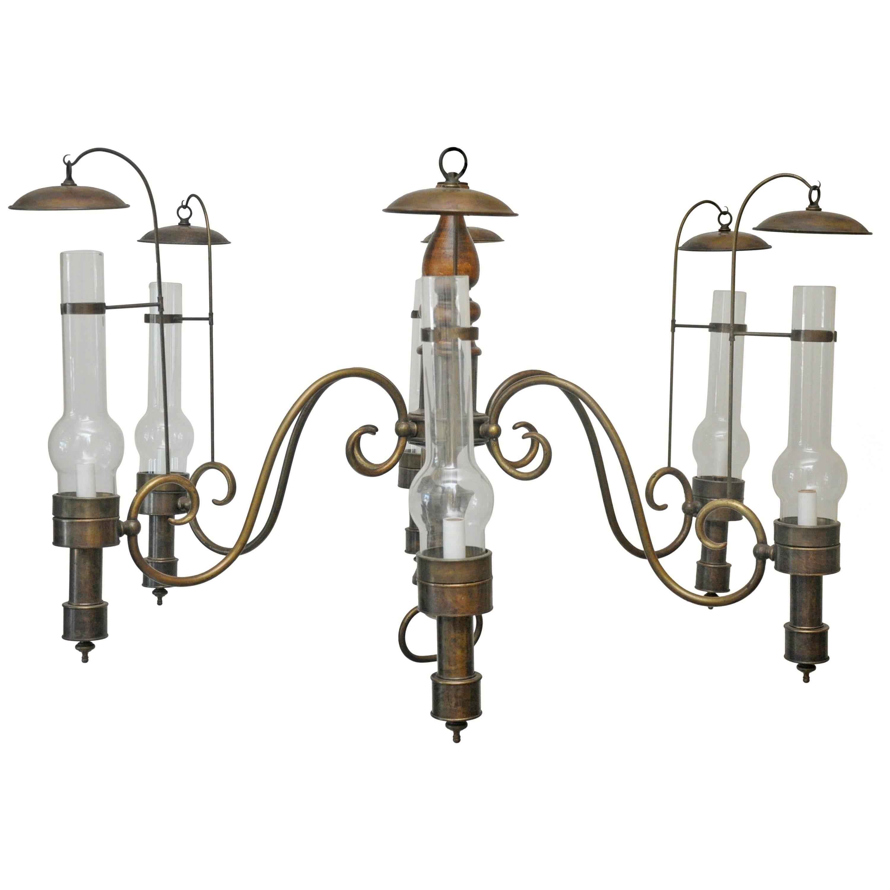 Large-Scale Vintage Commercial Campaign Style Chandelier For Sale