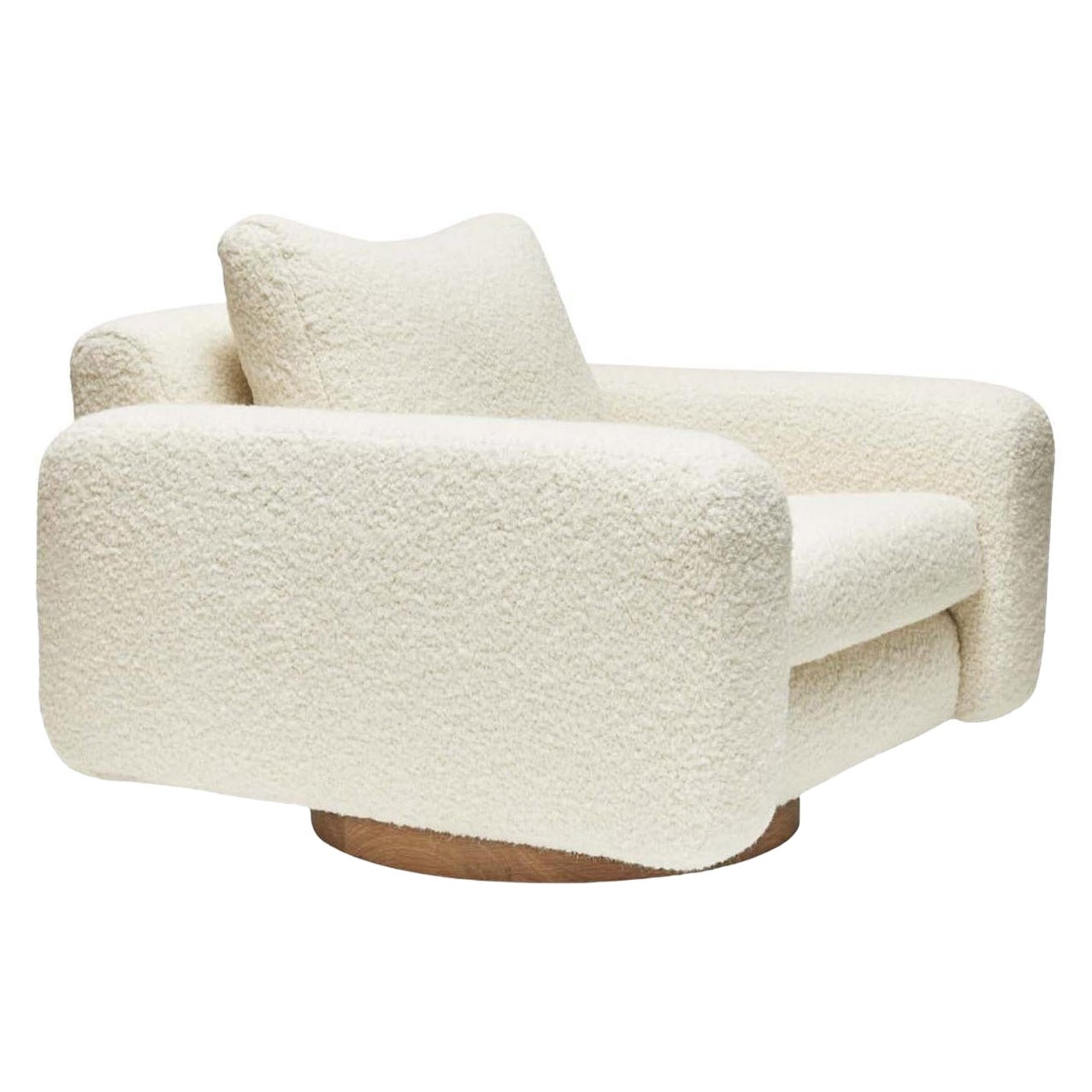 Mesa Swivel Chair by Lawson-Fenning in White Alpaca bouclé en vente