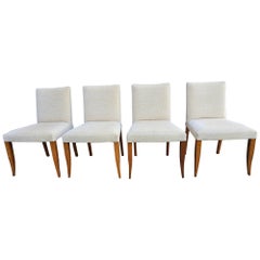 Set of Four Dakota Jackson Crimped Velvet Maple Side Chairs