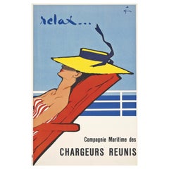 Original Retro Poster, 'Relax' 1964 by Rene Gruau