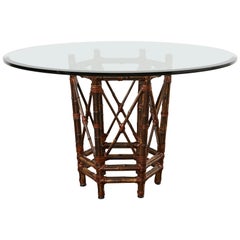 Vintage McGuire Organic Modern Bamboo Glass Top Dining Table