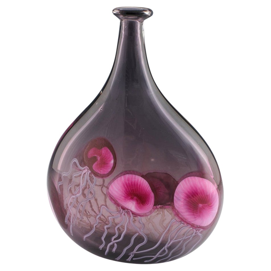 An Oval Amethyst Jelly Fish Bottle Vase by Siddy Langley 2023