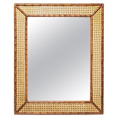 Retro 20th century design large wall mirror bamboo 1980 decoration