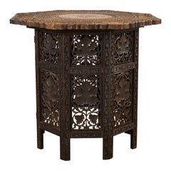 Moroccan Moorish Style Hand Carved Drinks Table