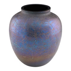 An Iridescent Kralik Crackle Glass Vase c1905