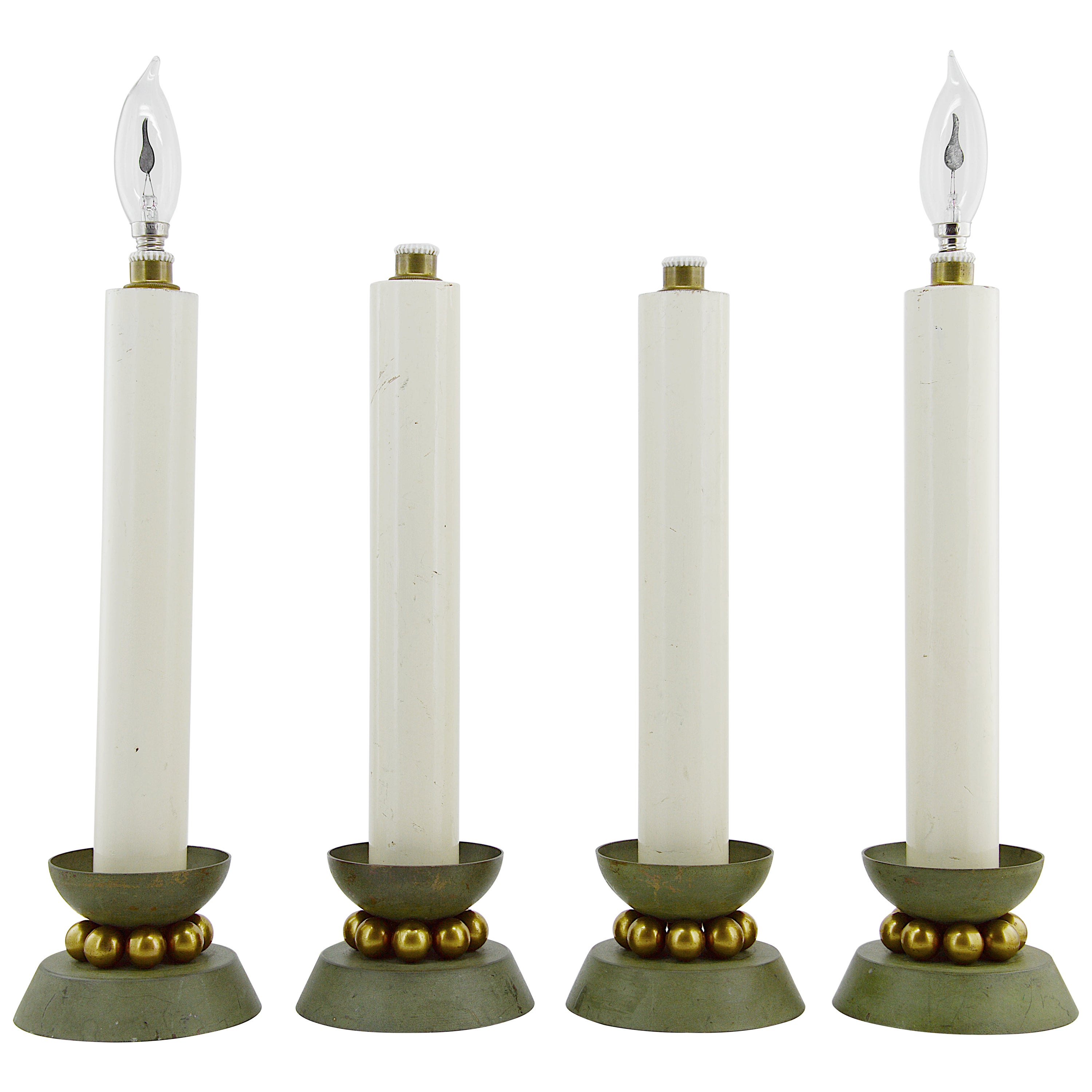 Exceptional and Decorative Set of Four Art Deco Candlestick Lamps, 1930s For Sale