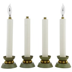 Exceptional and Decorative Set of Four Art Deco Candlestick Lamps, 1930s